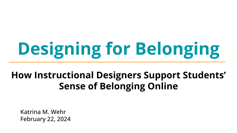 Designing for Belonging Title Slide